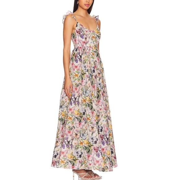 NWT Selkie Penny Lane Butterflies Printed Botanical Maxi Cotton Dress - Picture 6 of 14